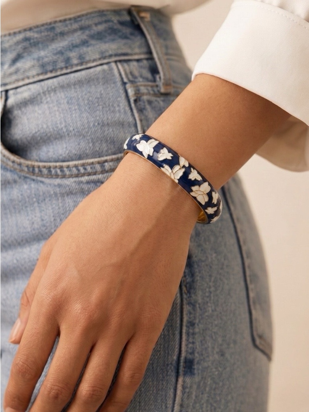 Blue Enamel Butterfly Bangle Bracelet - Women Jewelry